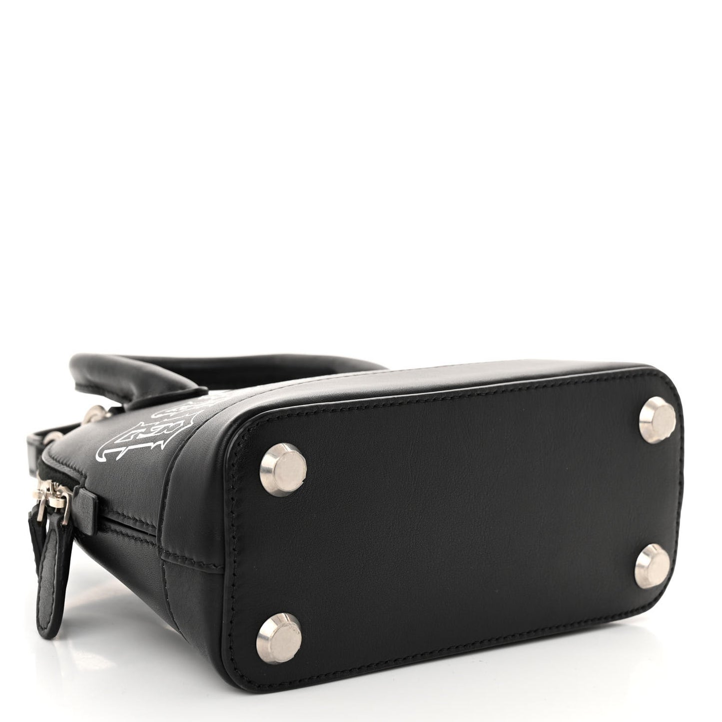 Calfskin Gothic Logo XXS Ville Top Handle Bag Black White