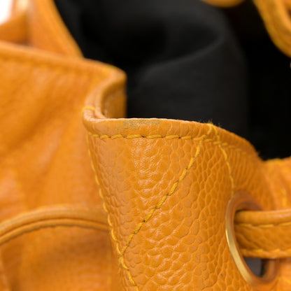 Chanel Caviar Quilted Drawstring Backpack Yellow 14 of 15