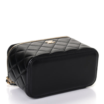 Chanel Lambskin Quilted Small Top Handle Vanity Case With Chain Black 4 of 4