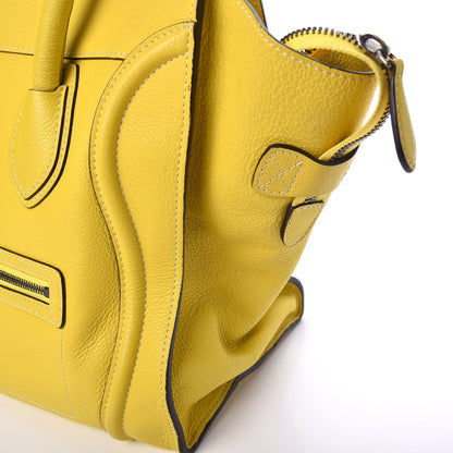 Celine Drummed Calfskin Mini Luggage Citron 14 of 26