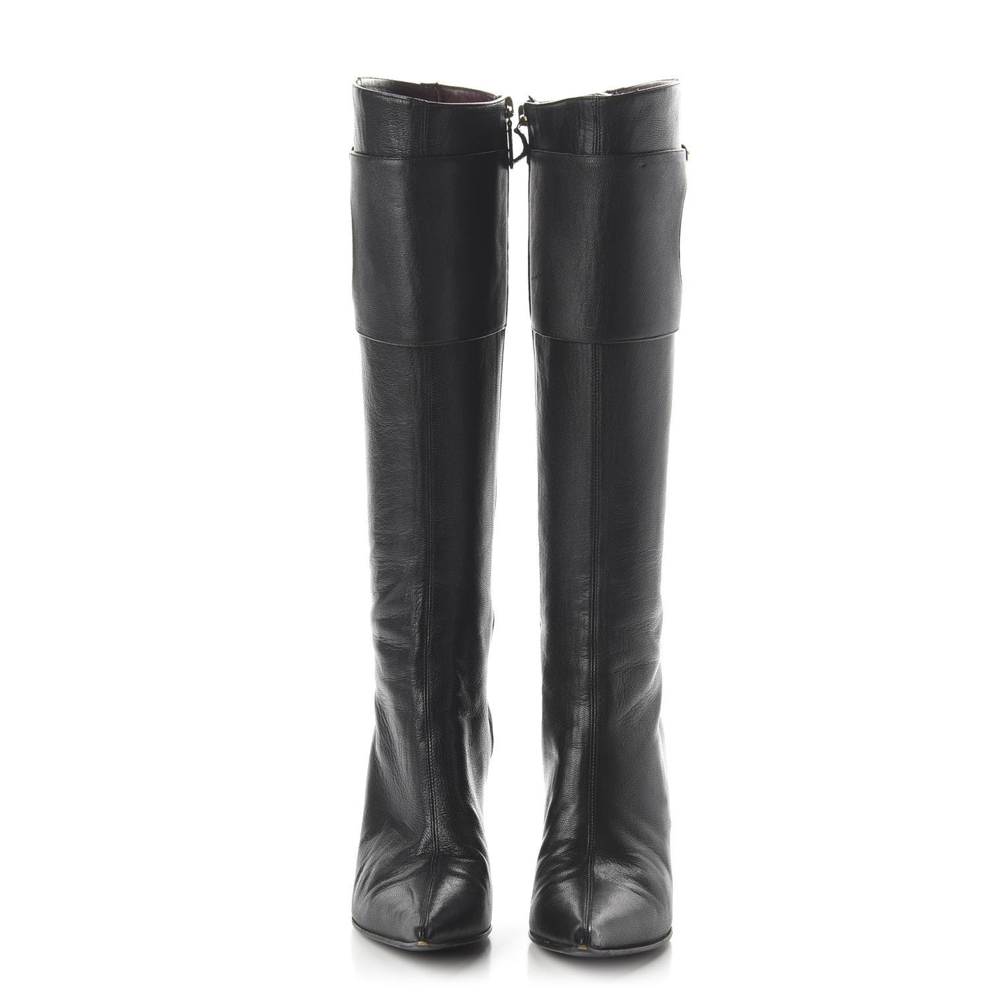 Calfskin Knee High Boots 8 Black