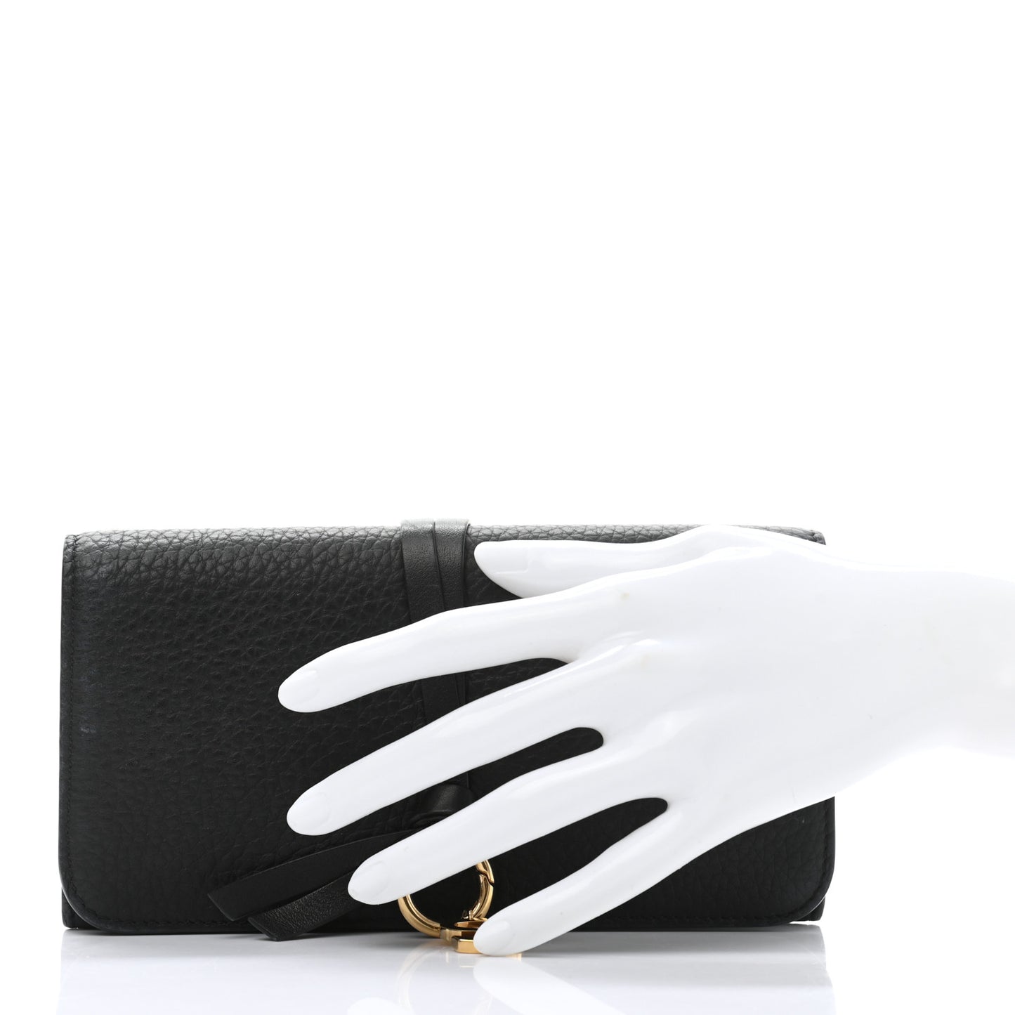 Grained Calfskin Alphabet Long Wallet Black