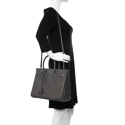 Saint Laurent Grained Calfskin Small Sac De Jour Fog 2 of 18