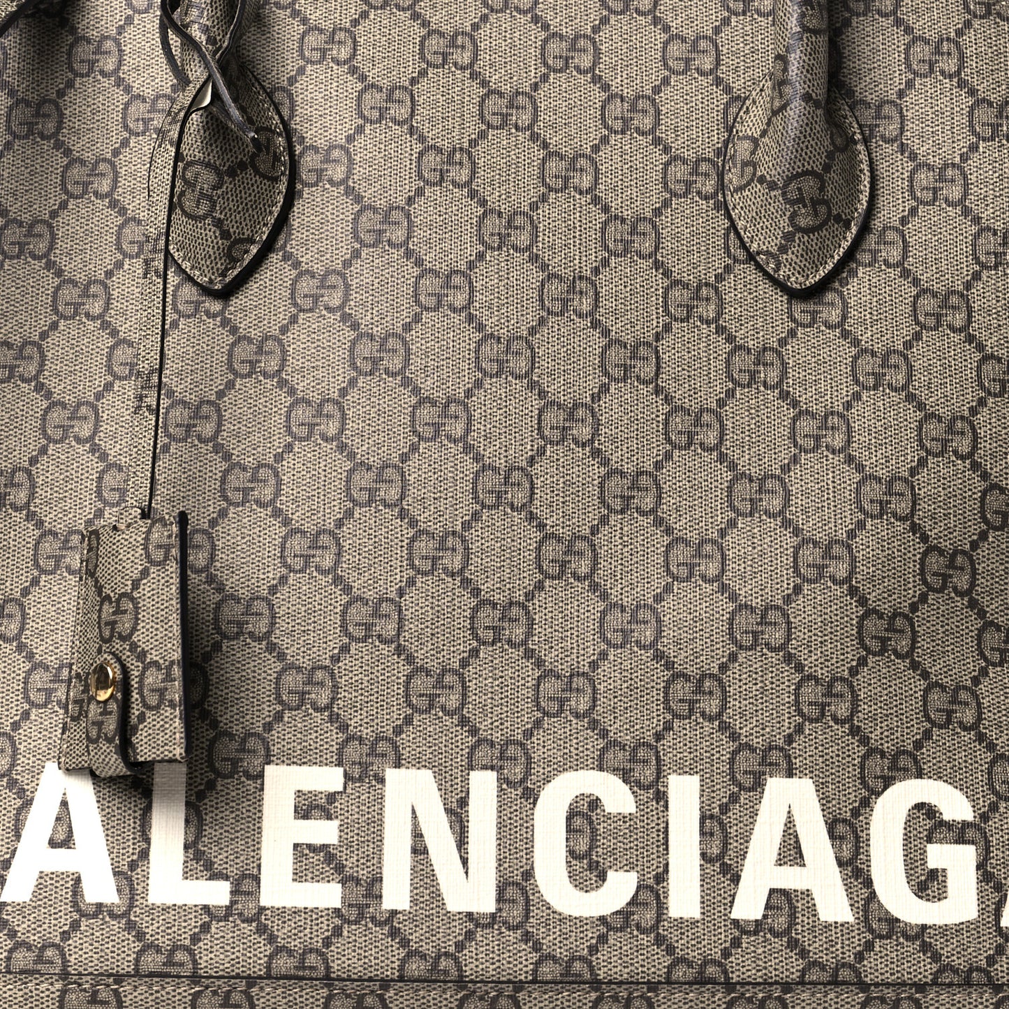 X GUCCI GG Supreme Monogram Medium Ville Top Handle Beige Ebony