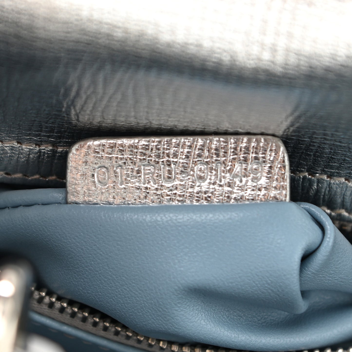 Metallic Grained Calfskin Cannage Small Lucky Badges My Lady Dior Silver