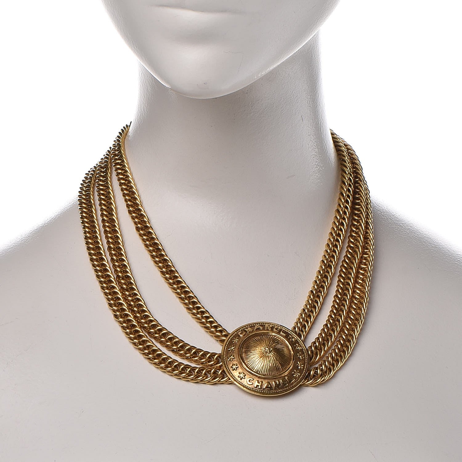 Chanel Multi Strand Medallion Necklace Gold 2 of 4