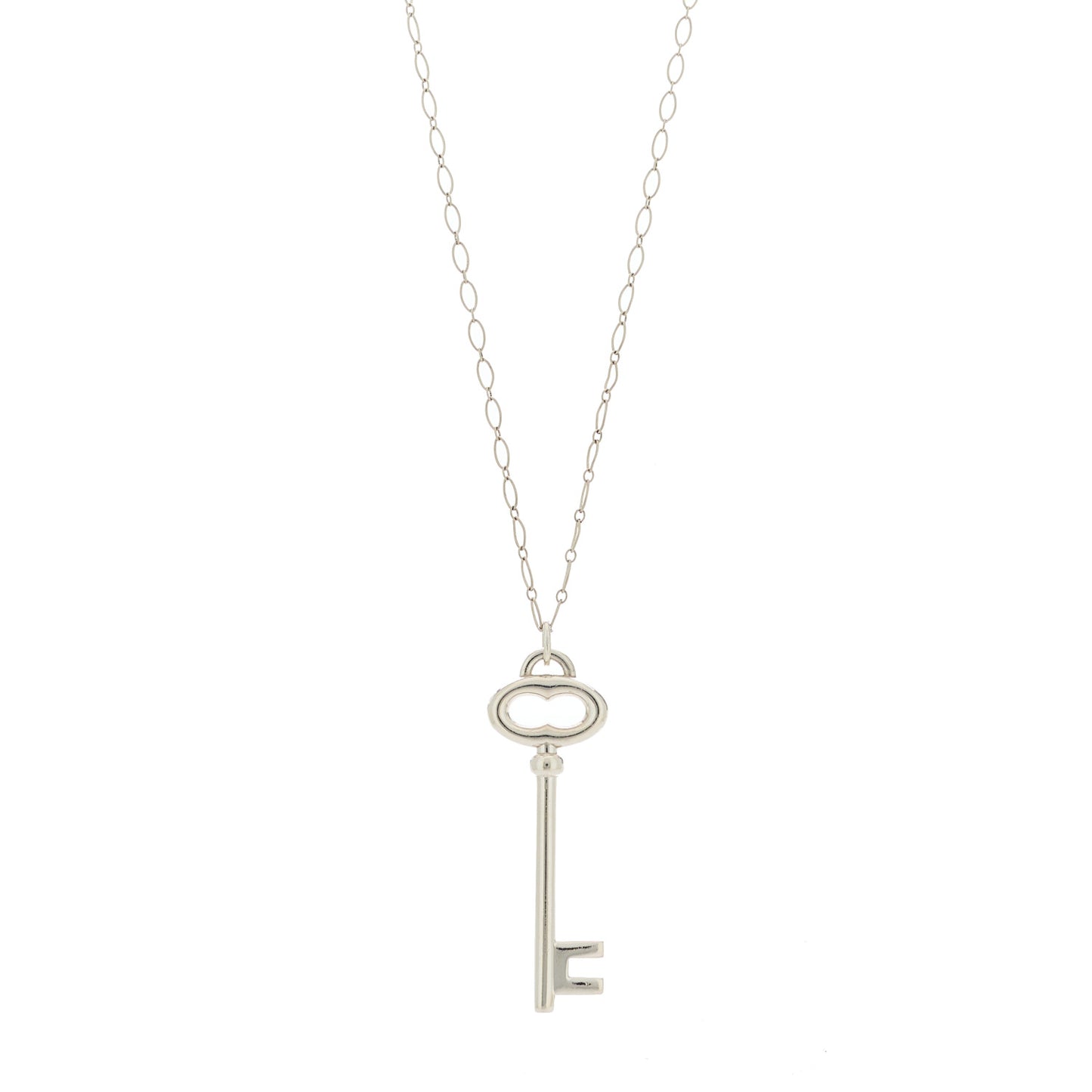 Sterling Silver Oval Key Pendant Necklace