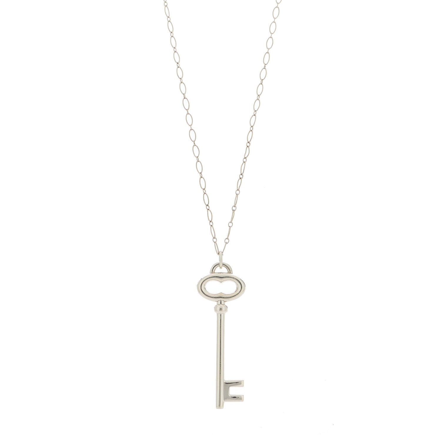 Tiffany Sterling Silver Oval Key Pendant Necklace 1 of 5