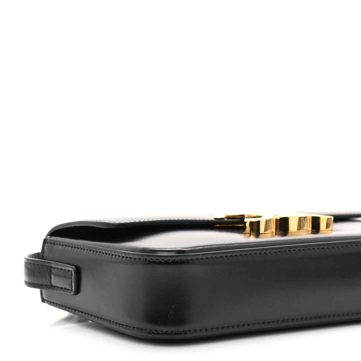 Shiny Calfskin Triomphe Shoulder Bag Black
