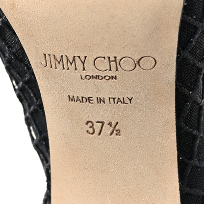 Jimmy Choo Glitter Checker Board Mesh Crystal Embellished Bing 100 Boots 37.5 Black 6 of 7
