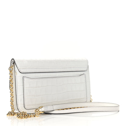 Chloe Calfskin Crocodile Embossed C Clutch With Chain White 3 of 13
