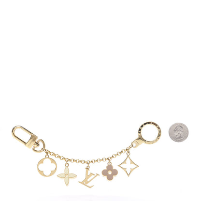 Louis Vuitton Brass Enamel Fleur De Monogram Bag Charm Chain Gold 2 of 5