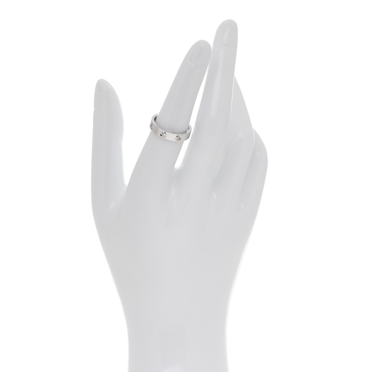 Cartier 18K White Gold 8 Diamond 4mm Wedding Band LOVE Ring 52 6 2 of 4