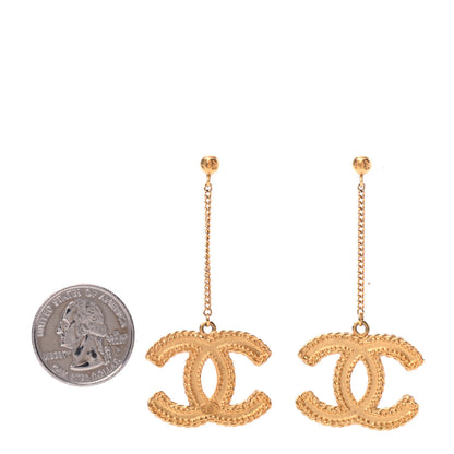 Chanel CC Drop Earrings Matte Gold 2 of 5