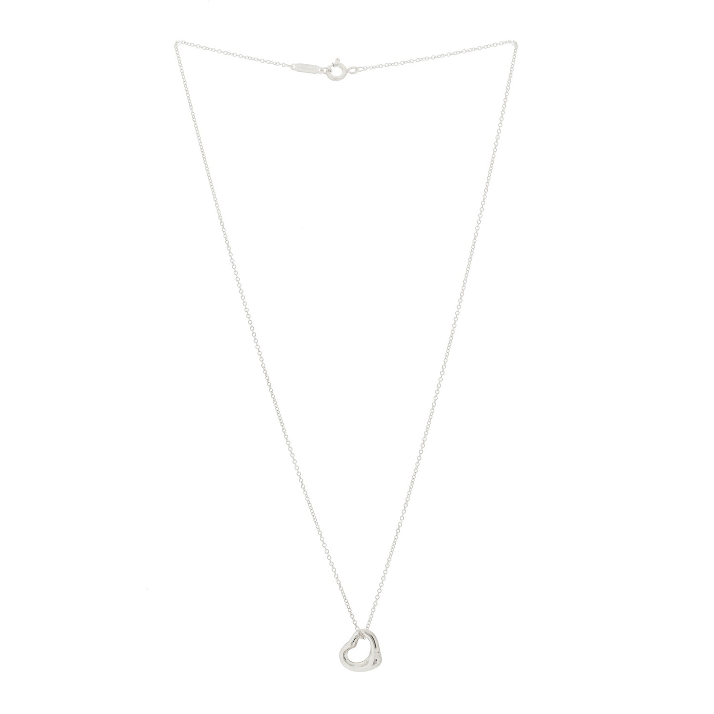 Sterling Silver 9mm Elsa Peretti Open Heart Pendant Necklace