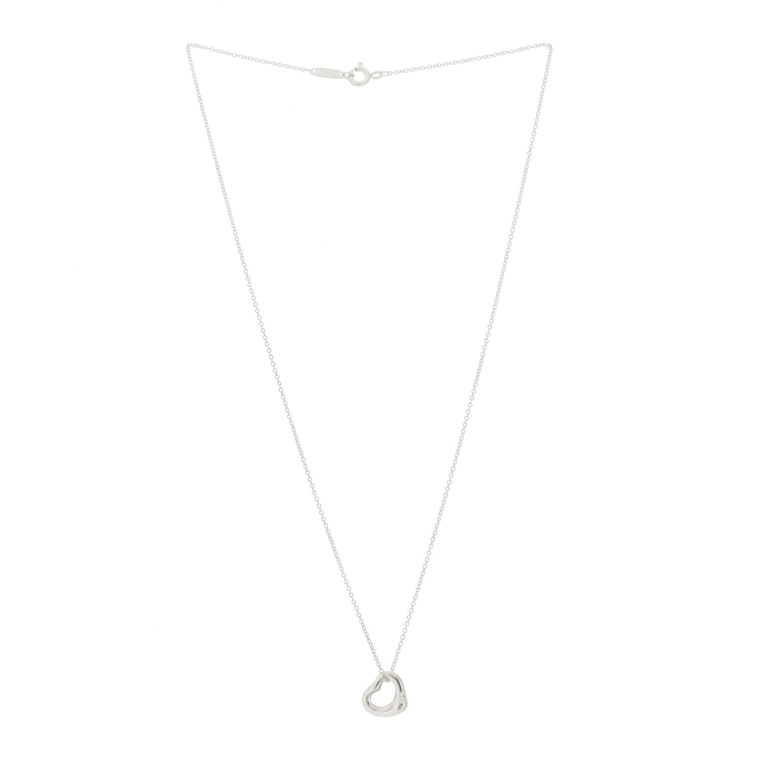 Tiffany Sterling Silver 9mm Elsa Peretti Open Heart Pendant Necklace 3 of 7