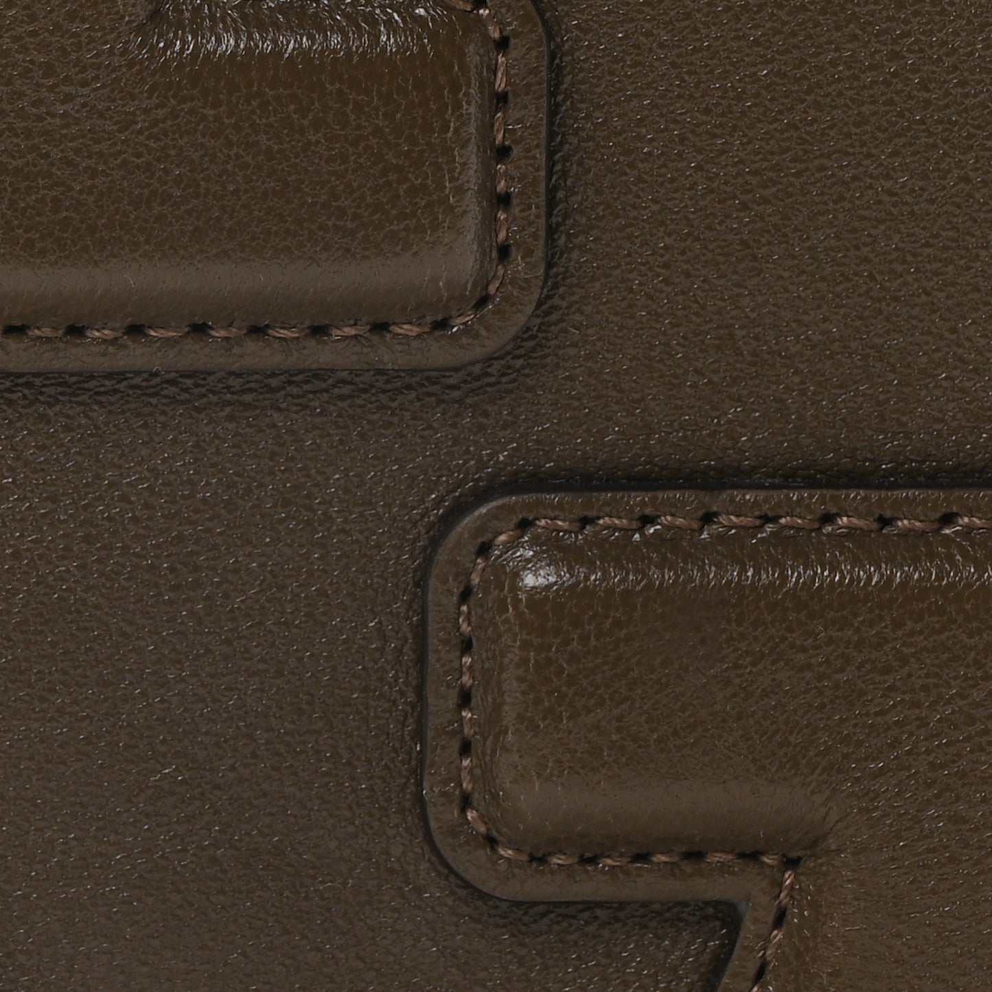 Sakai Be Green Calfskin Diagonal Stitched Blondie Top Handle Bag Craclet Brown