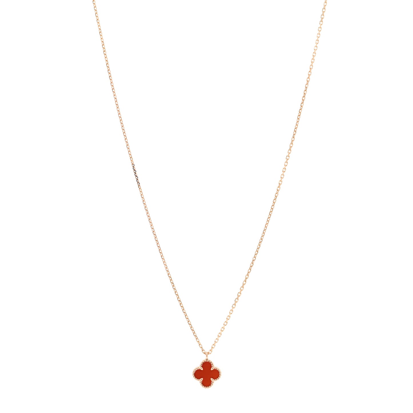 18K Rose Gold Carnelian Sweet Alhambra Pendant Necklace