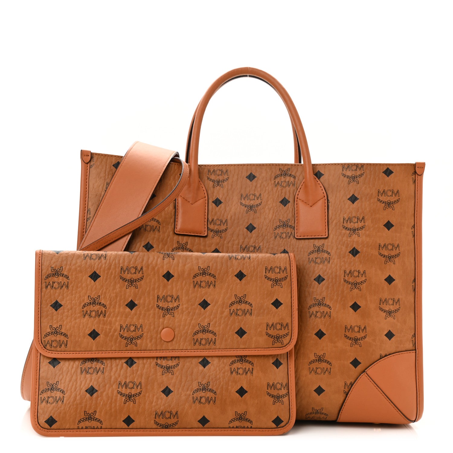 MCM Visetos Large Munchen Tote Tan 1 of 11