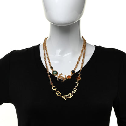 Chanel Beaded Crystal Logo CC Necklace Gold Multi 2 of 4