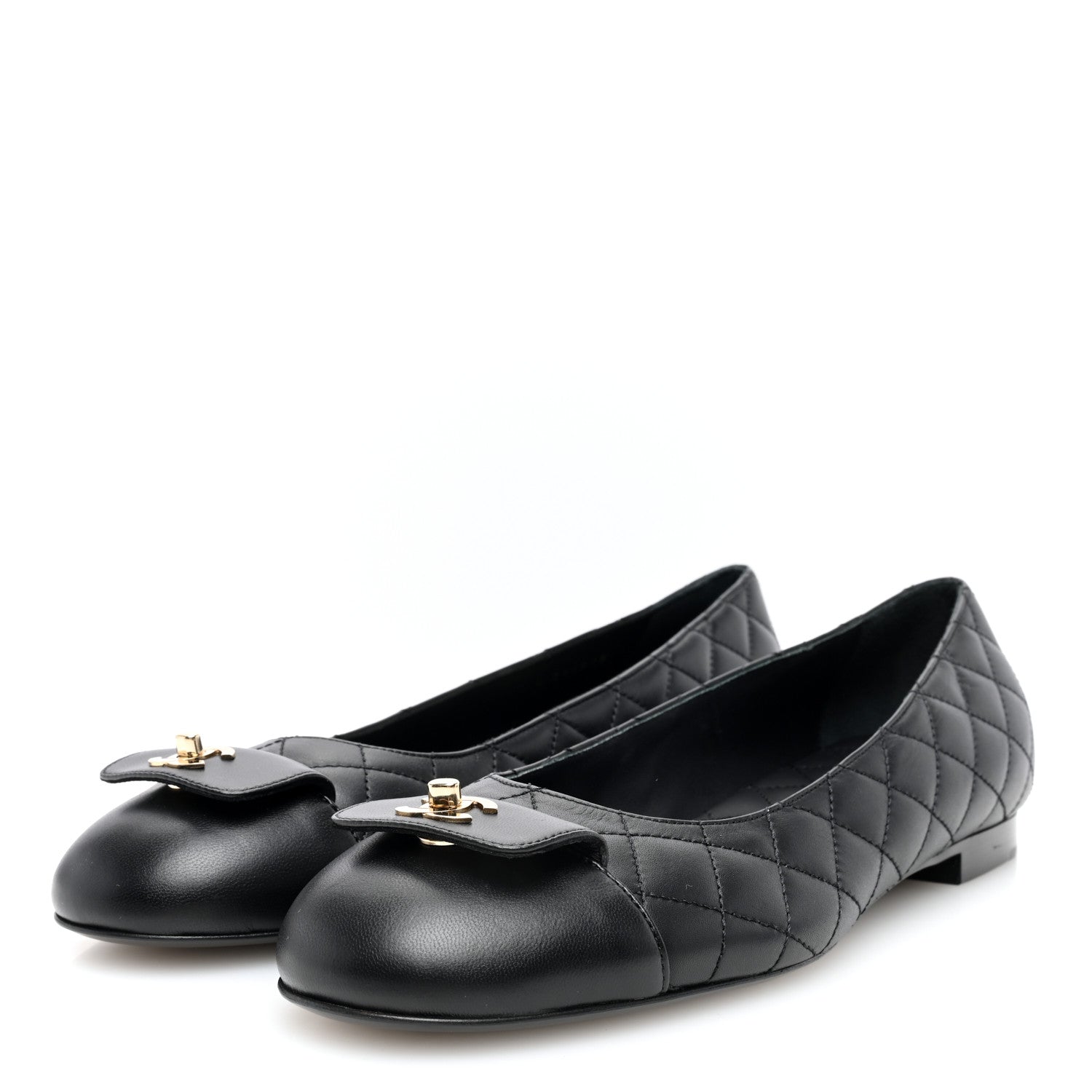 Chanel Lambskin Quilted CC Ballerina Flats 39 Black 2 of 7