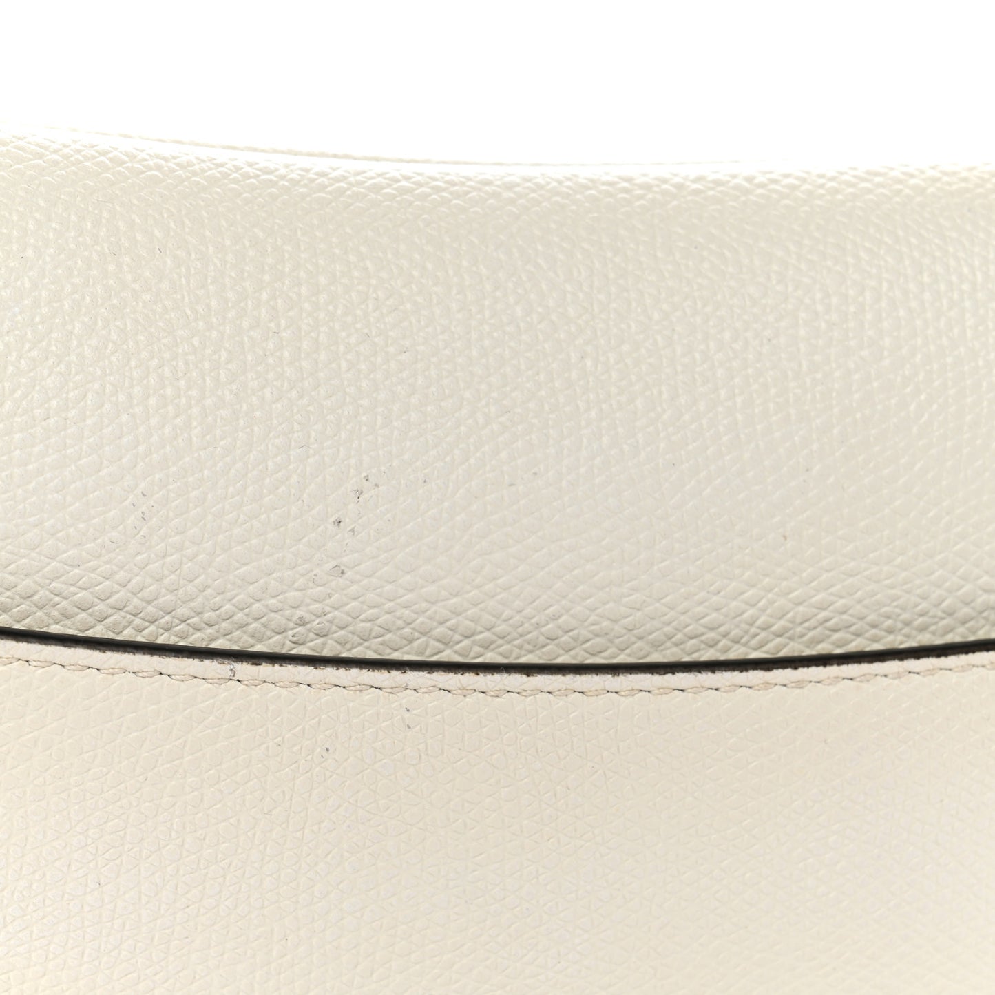 Grained Calfskin Mini Saddle Bag White