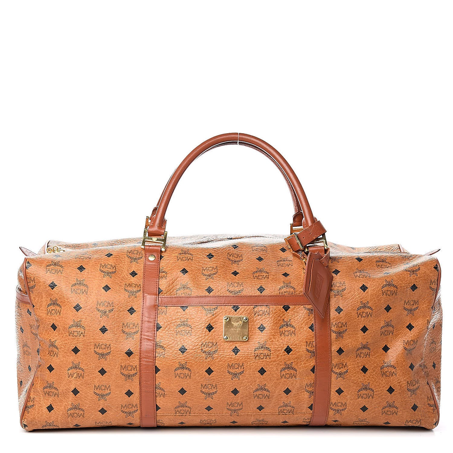 MCM Visetos Boston Weekender Bag Cognac 1 of 22