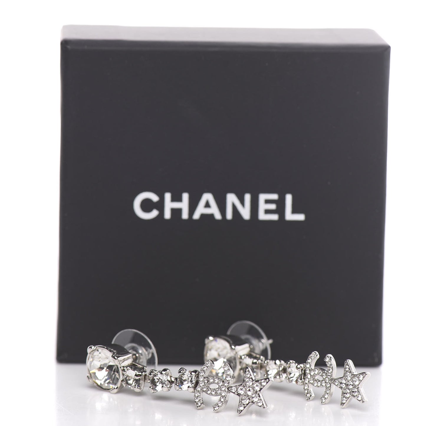 Crystal Starfall Drop CC Earrings Silver