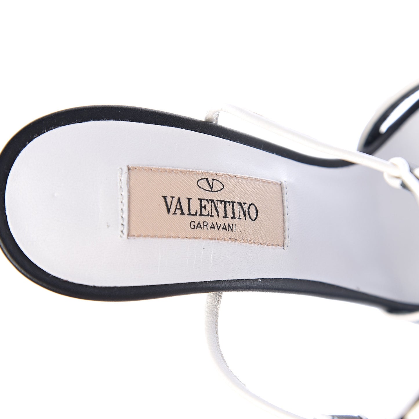 Calfskin Free Rockstud Ankle T-Strap 105mm Sandals 36 Black Optic White