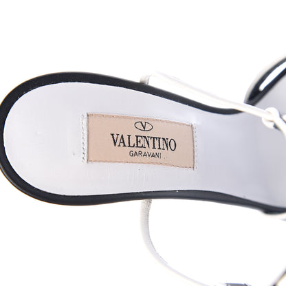 Valentino Garavani Calfskin Free Rockstud Ankle T-Strap 105mm Sandals 36 Black Optic White 6 of 8