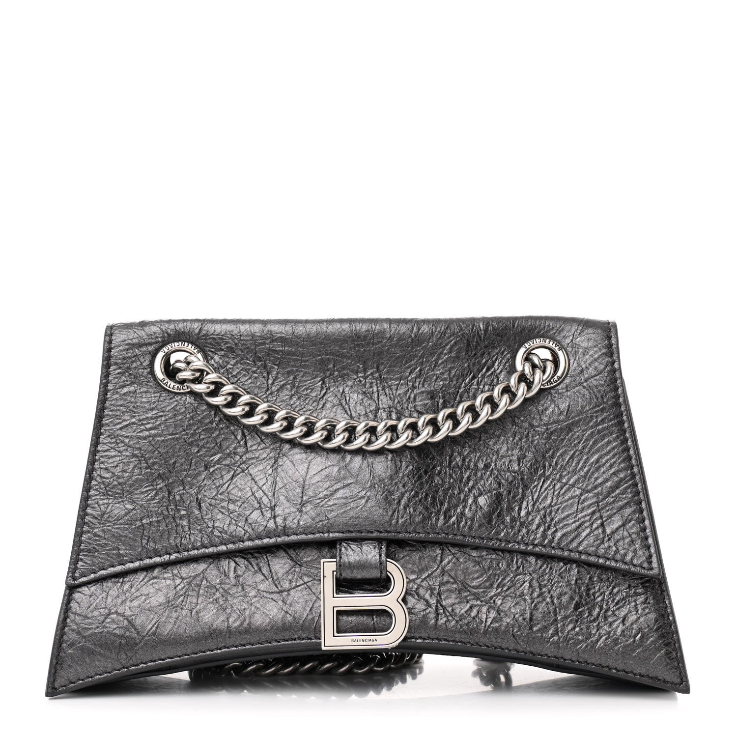 Balenciaga Metallic Crushed Calfskin Quilted Small Crush Chain Bag Steel Grey 1 of 12