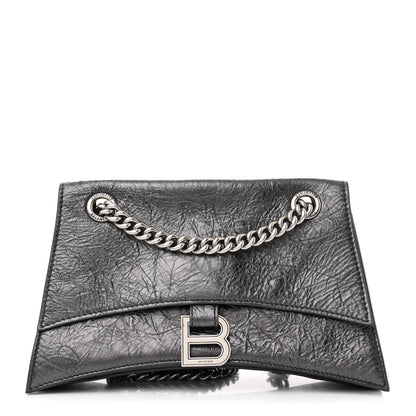 Balenciaga Metallic Crushed Calfskin Quilted Small Crush Chain Bag Steel Grey 1 of 12