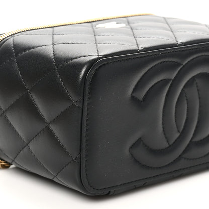 Chanel Lambskin Enamel Quilted Small Coco Hearts Vanity Case With Chain Black 10 of 13