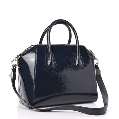 Givenchy Crinkled Patent Deerskin Small Antigona Deep Blue 3 of 10