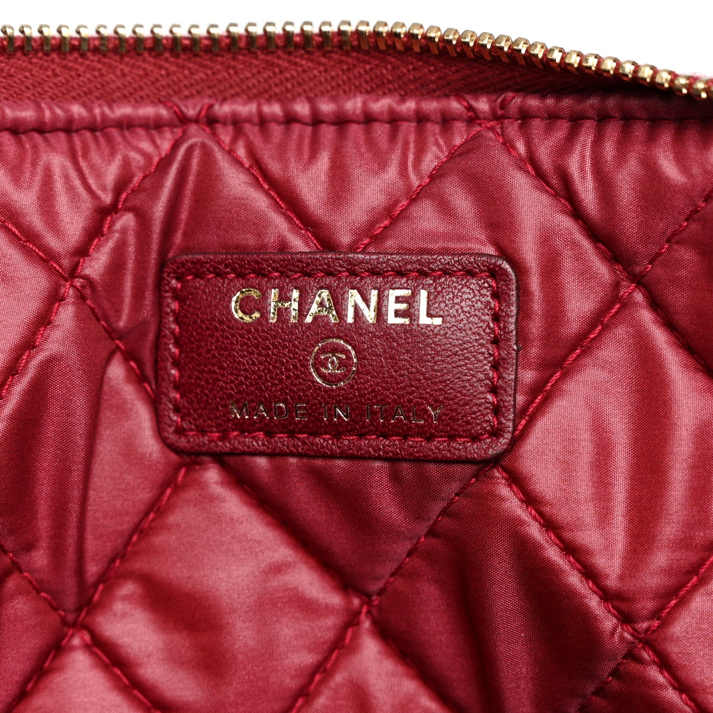 Velvet Quilted Large Chanel Cosmetic Case Burgundy