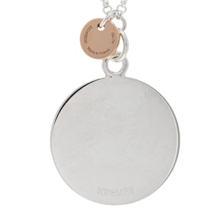 Hermes Sterling Silver 18K Rose Gold GM Ex-Libris Long Pendant Necklace 4 of 5
