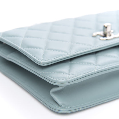Chanel Lambskin Quilted Trendy CC Wallet On Chain WOC Light Blue 11 of 12