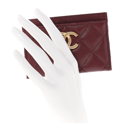 Chanel Caviar Quilted Studded CC Card Holder Burgundy 2 of 8