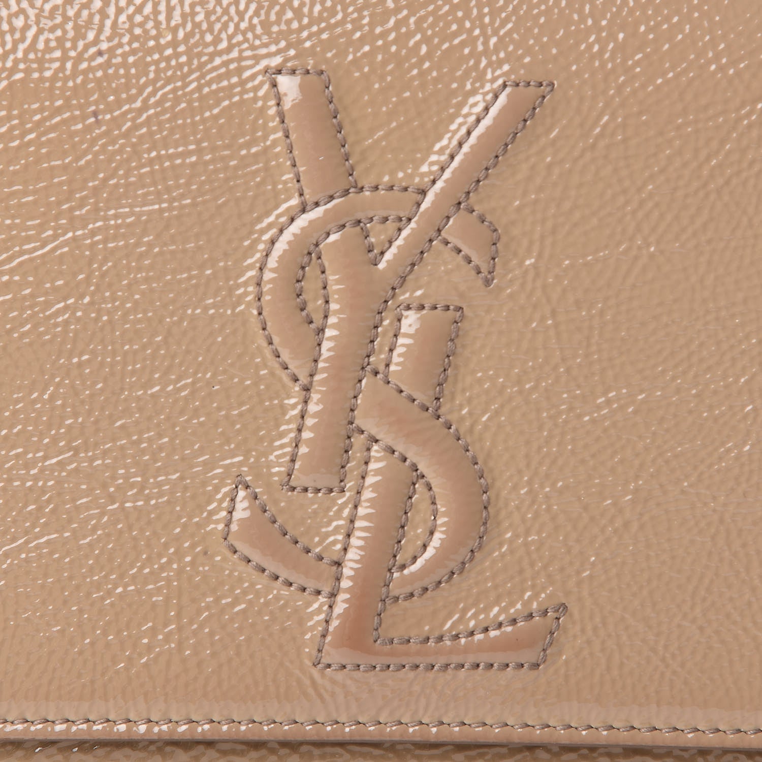 Saint Laurent Textured Patent Calfskin Monogram Large Belle De Jour Clutch Beige 8 of 12