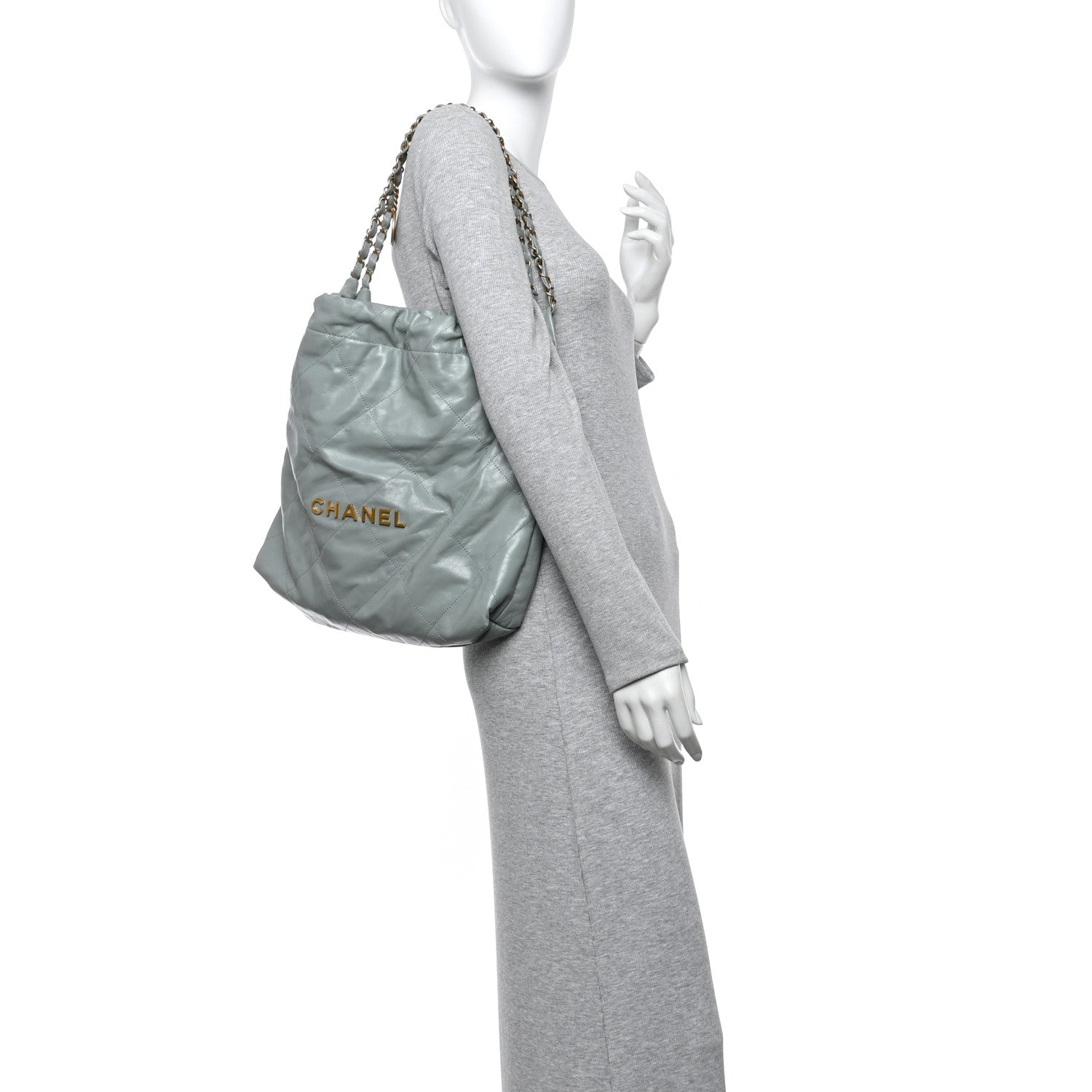 Chanel Shiny Calfskin Quilted Chanel 22 Light Blue 2 of 11