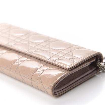 Christian Dior Patent Cannage Rendezvous Chain Wallet Beige 7 of 14