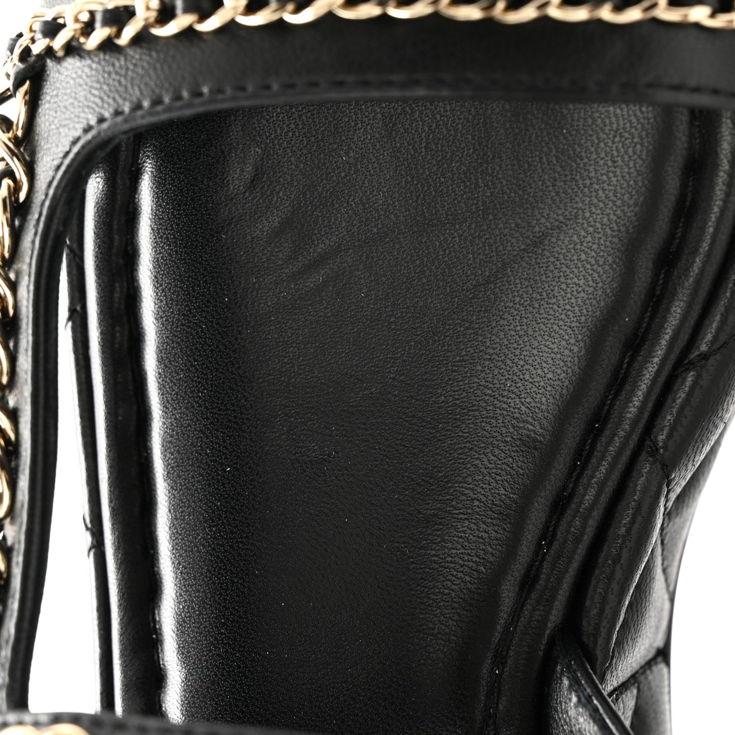 Lambskin Quilted Chain CC Platform Sandals 37.5 Black