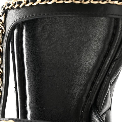 Chanel Lambskin Quilted Chain CC Platform Sandals 37.5 Black 10 of 10