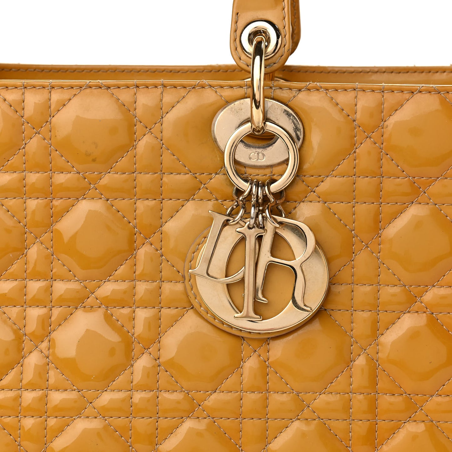 Patent Cannage Large Lady Dior Yellow