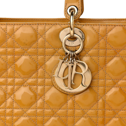 Christian Dior Patent Cannage Large Lady Dior Yellow 8 of 15