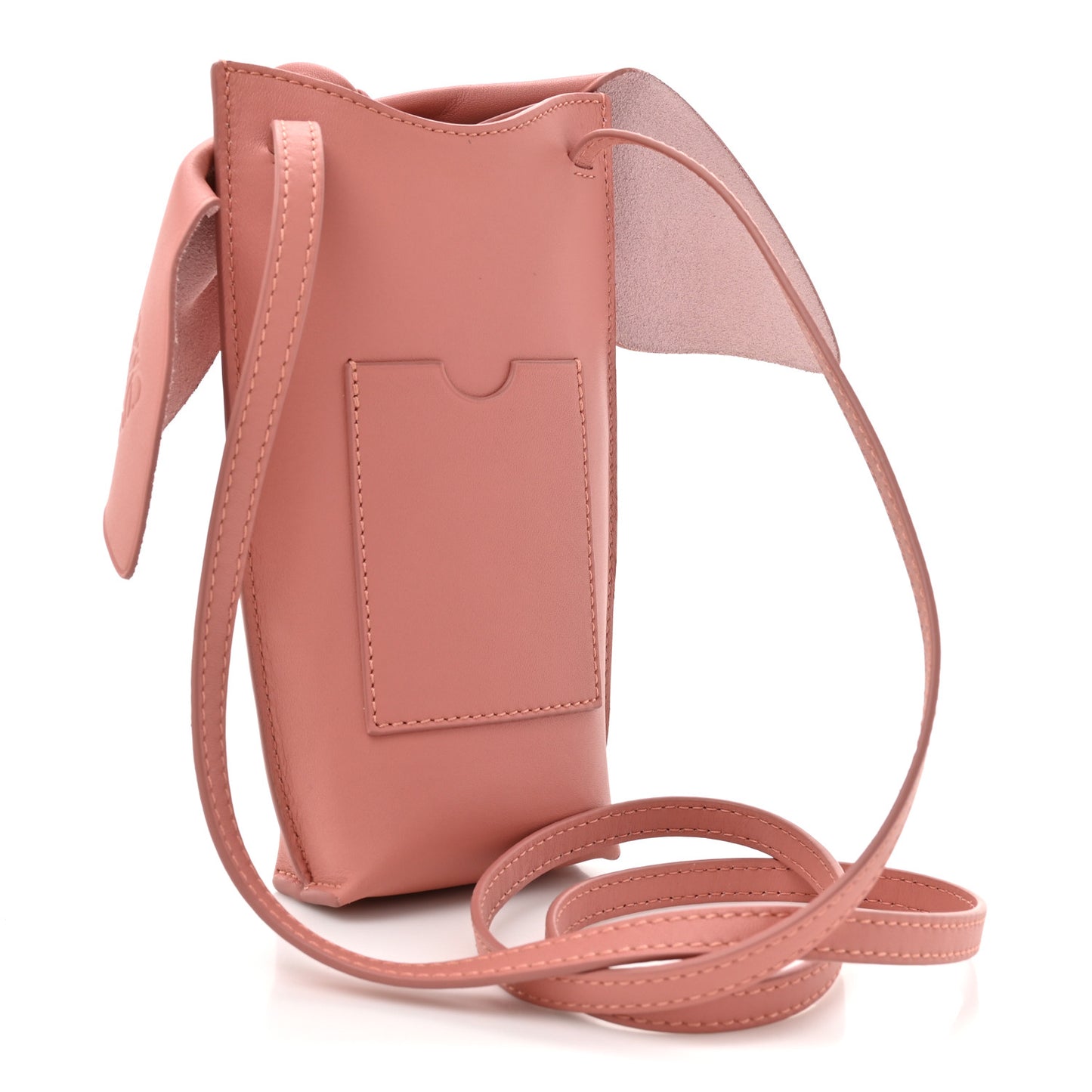 Calfskin Bunny Pouch Crossbody Bag Peach Bloom