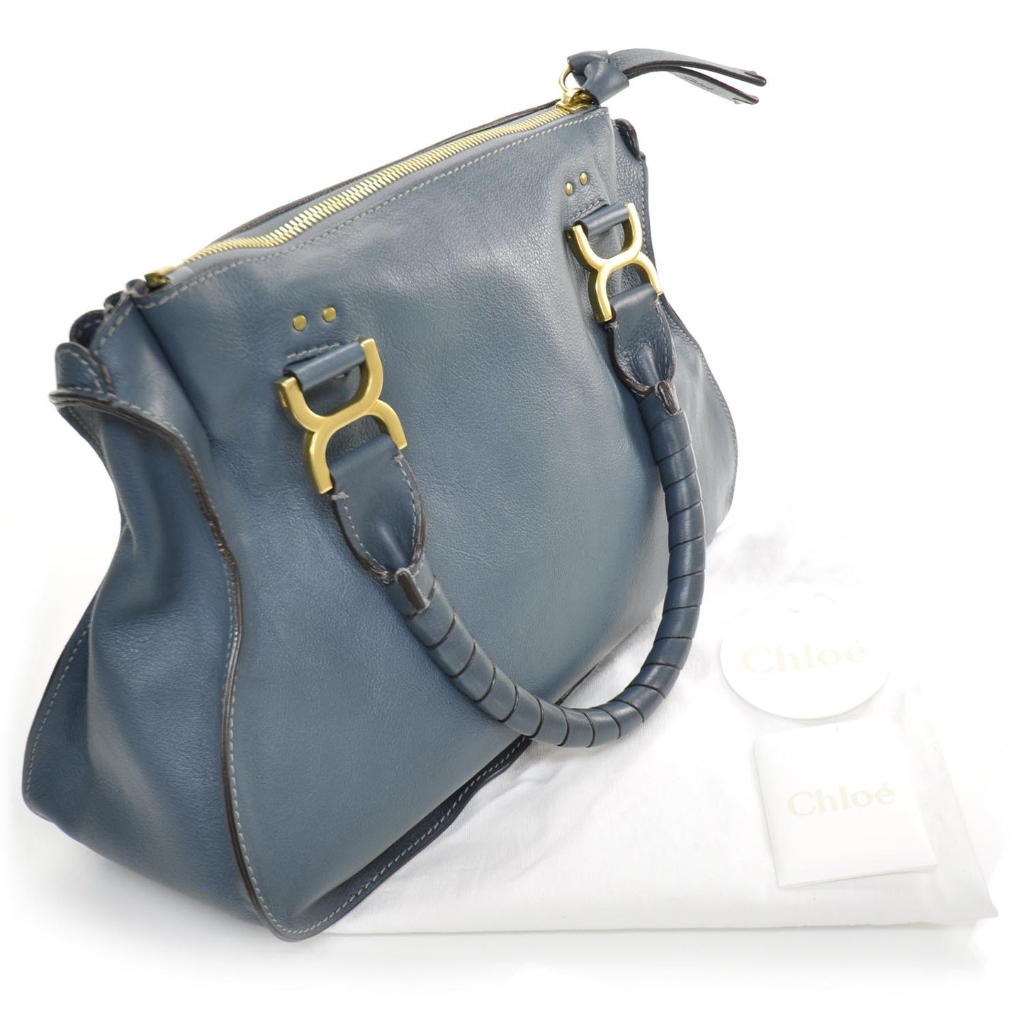Calfskin Medium Marcie Satchel Blue