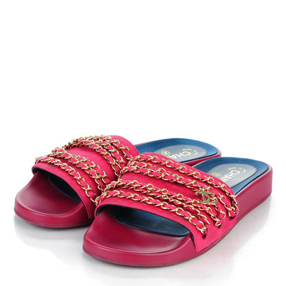 Chanel Fabric Chain Mule Sandals 40 Dark Fuchsia 4 of 10