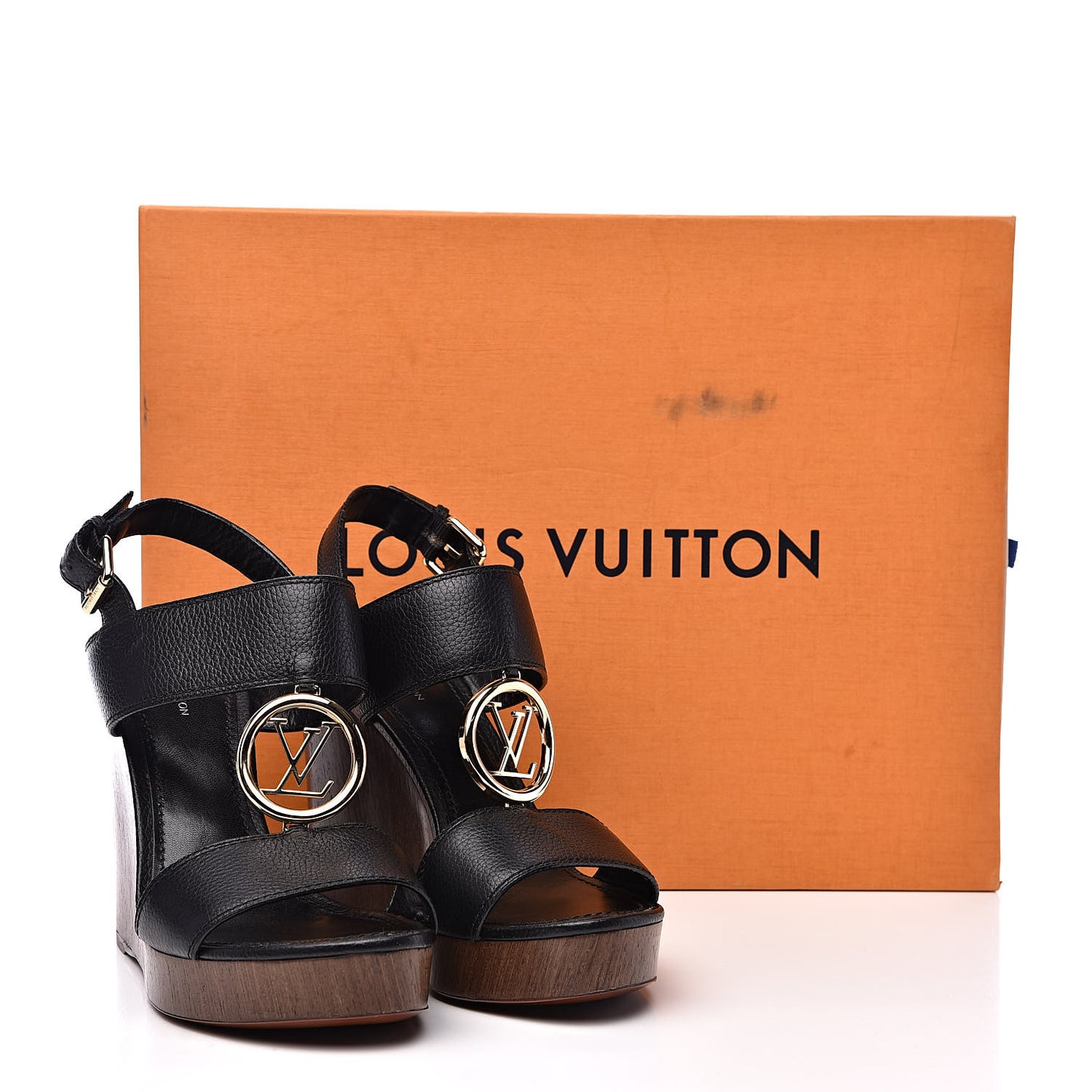 Calfskin Vedette Wedge Sandals 39 Black