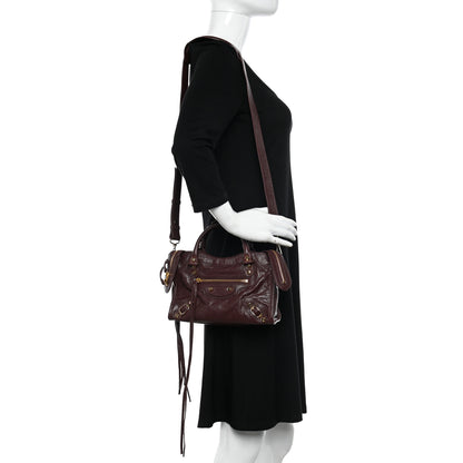 Balenciaga Agneau Classic Gold Hardware Mini City Burgundy 2 of 10